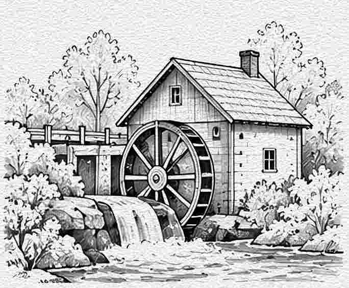Old Watermill Beside a Millrace