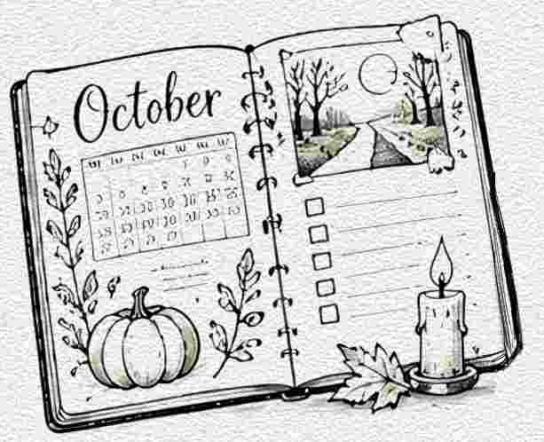 Personal October Art Journal Spread