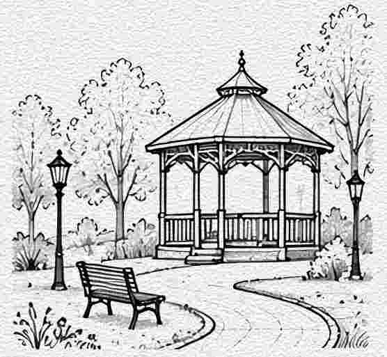 Public Park with a Circular Gazebo