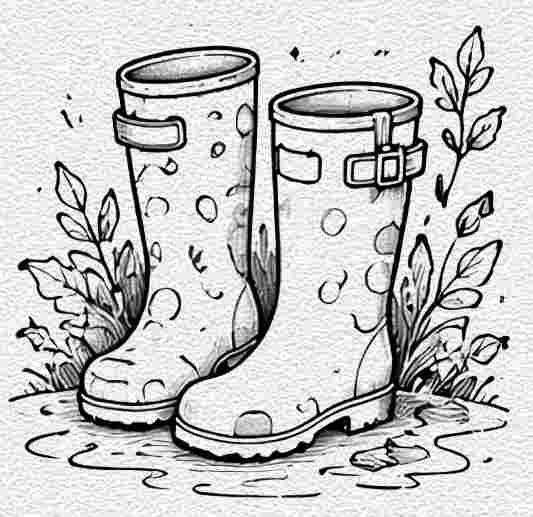 Rain Boots With Leaves