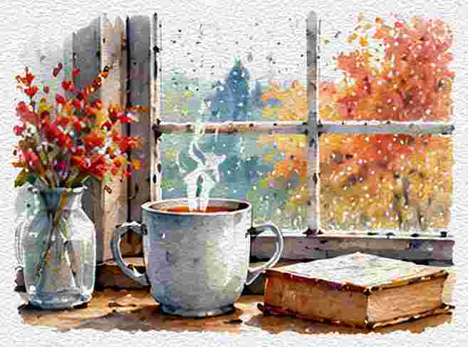 Rainy Window with Water Droplets