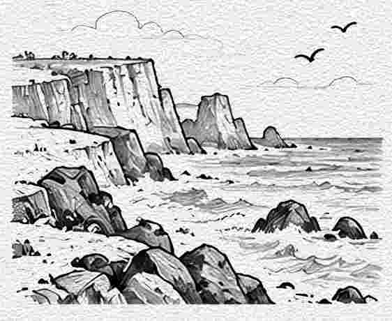 Rocky Coastline with Breaking Waves
