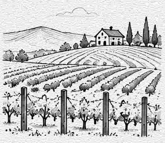 Rolling Vineyard Rows