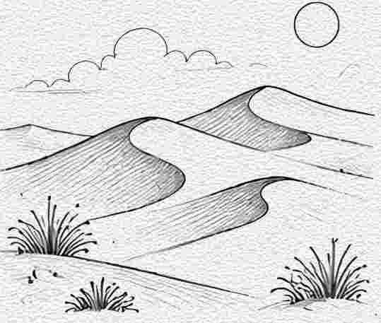 Sand Dunes with Wind-Swept Patterns