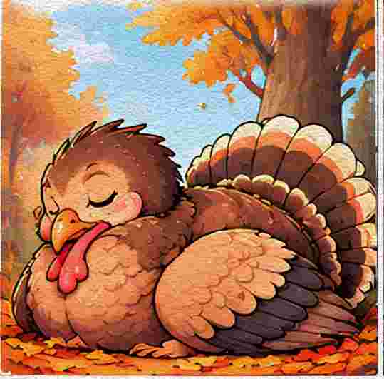 Sleepy Turkey Sitting Down