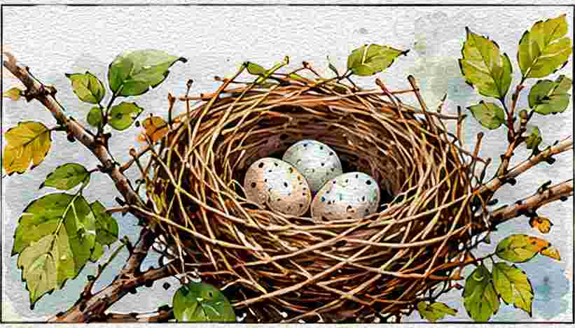 Small Bird Nest with Eggs