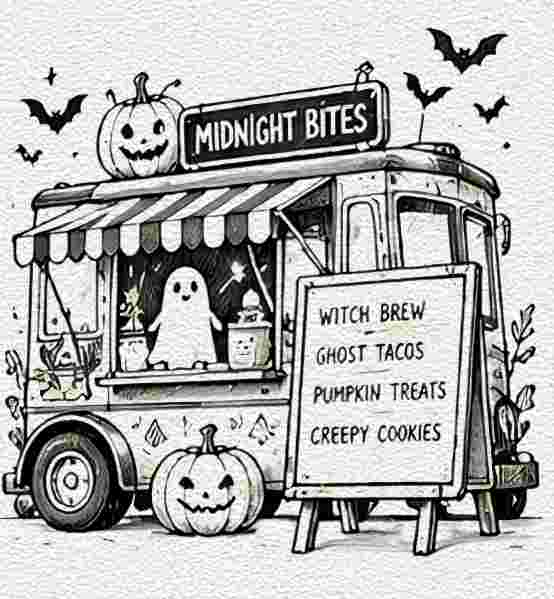Spooky Food Truck Illustration