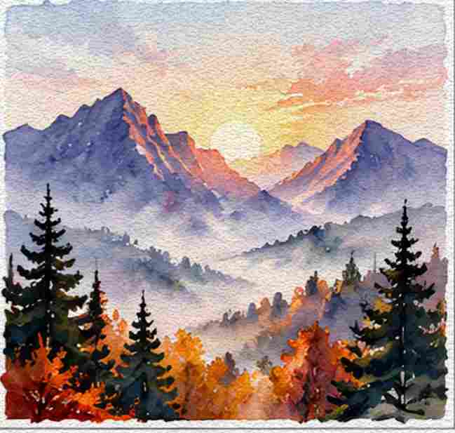 Sunrise Over a Foggy Meadow