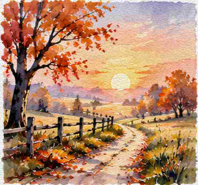 Sunrise Through a Bare Orchard