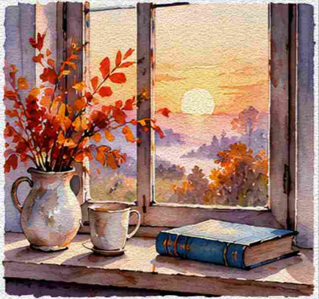 Sunrise Through a Window on a Chilly Morning