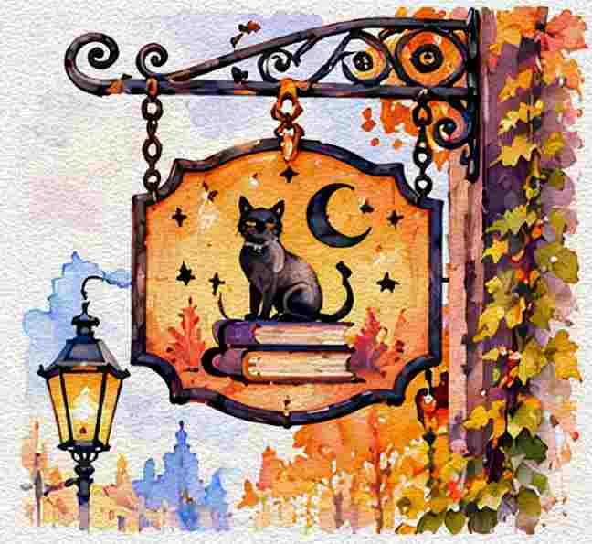 Tiny Halloween Bookshop Sign