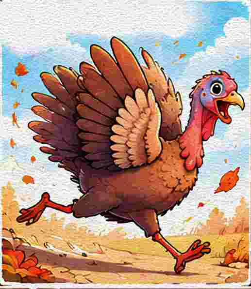 Turkey Running with Wings Raised