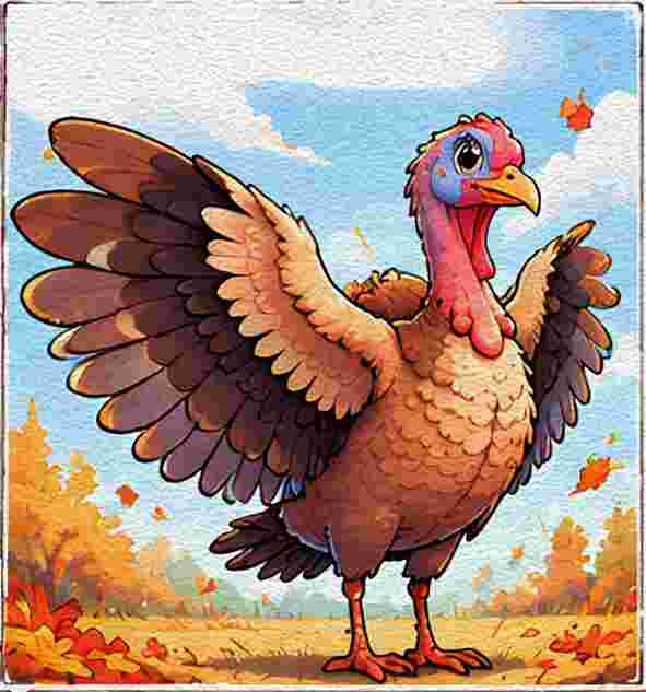 Turkey Stretching One Wing