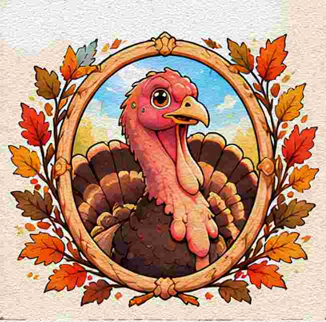 Turkey in a Decorative Oval Frame