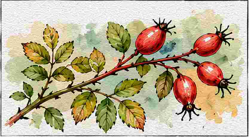 Wild Rose Hips on a Branch