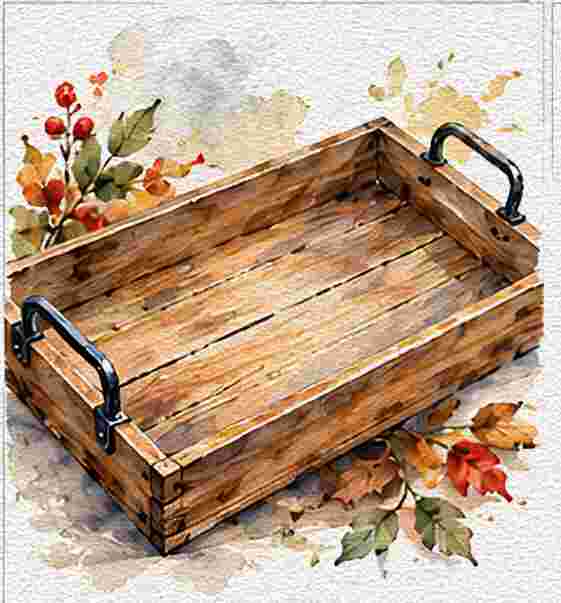 Wooden Serving Tray with Decorative Handles