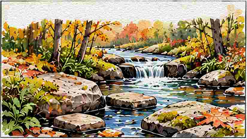 Woodland Creek with Stepping Stones