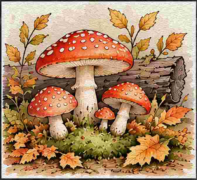 Woodland Mushrooms and Moss